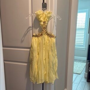 Yellow Anthro Dress with Floral Accents